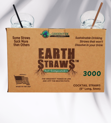 3000 count case of 6" long, 5mm wide hemp cocktail straws in black and brown