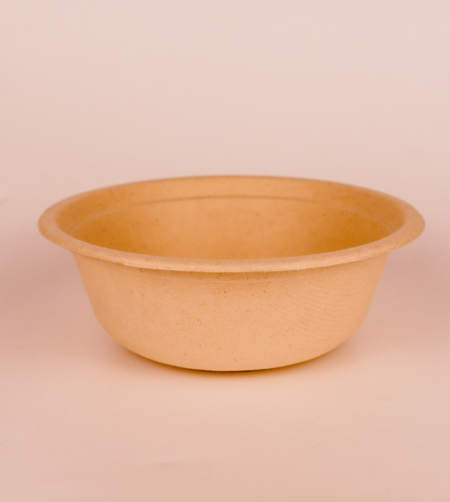 Compostable 500ml bowl, made from upcycled hemp fiber for eco-friendly food packaging.